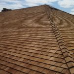 A cedar roof on a large home